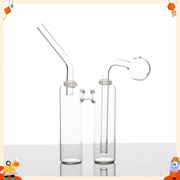 Wholesale Newest double chamber glass oil burner pipe Clear Water bong Hookahs smoking pipe bubbler hookah with Removable oil banger bowl