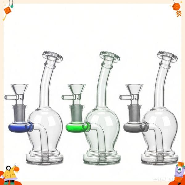 Wholesale Mini cheap 14mm Female Glass Beaker oil burner Bongs pipe Thick Heady Colorful Glass Water Tobacco Pipes with smoking banger bowl