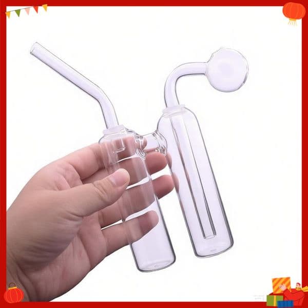 Travel Newest double chamber glass oil burner pipe Clear Water bong Hookahs smoking pipe bubbler hookah with Removable oil banger bowl