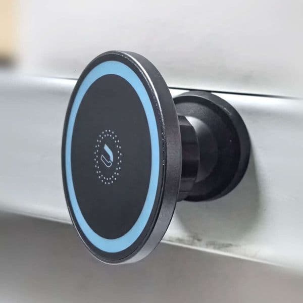 Metallic Dual-ion Magnetic Phone Holder with 360-Degree Rotation for Kitchen, Office, Gym, and Bathroom