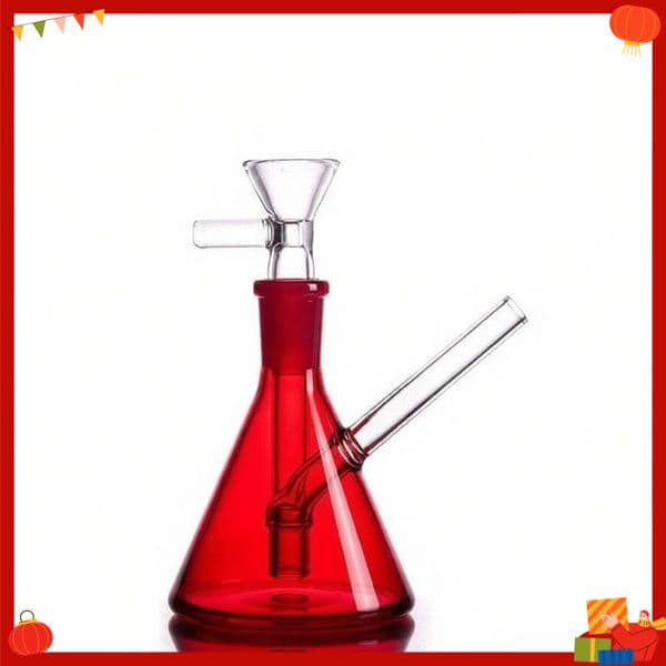Portable Red Colorful Mini Glass Beaker Bong Water Tobacco Pipe Bong with 14mm Male Downstem Glass Tobacco banger Bowl in stock