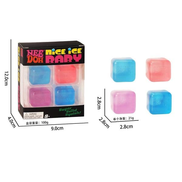 TPR Sensory Squeeze Toy, Crystal Clear Ice Cube Fidget for Stress Relief, Slow Rising Squishy Ball for Kids and Adults Desk Toy