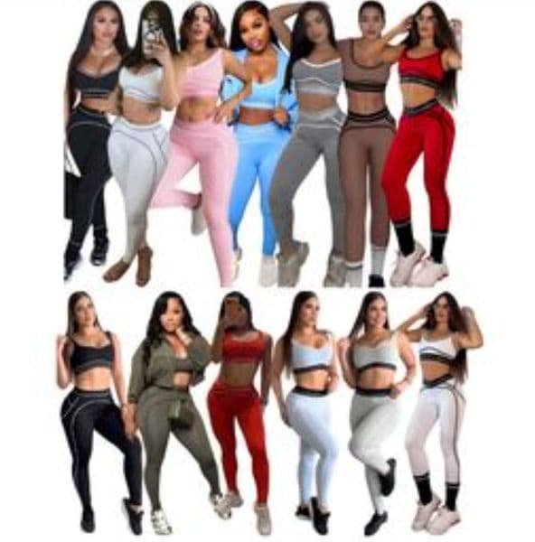 12 colors Women Tracksuits Yoga Set 2 Pieces Workout Outfits Fitness Sportswear Gym Tracksuit High Waist Leggings Sports Bra Athletic Wear
