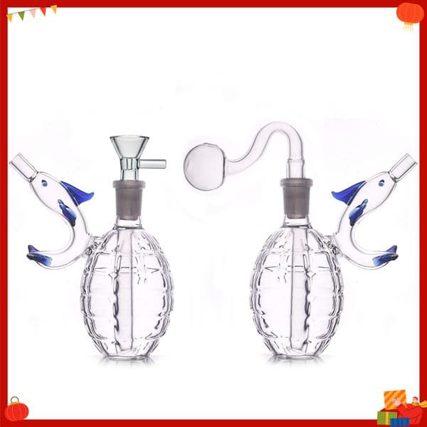 Creative Newest Dolphin Shape Glass oil burner bong pipe Thick heady Portable Water tobacco bongs pipes for smoking with smoking banger bowl IN STOCK