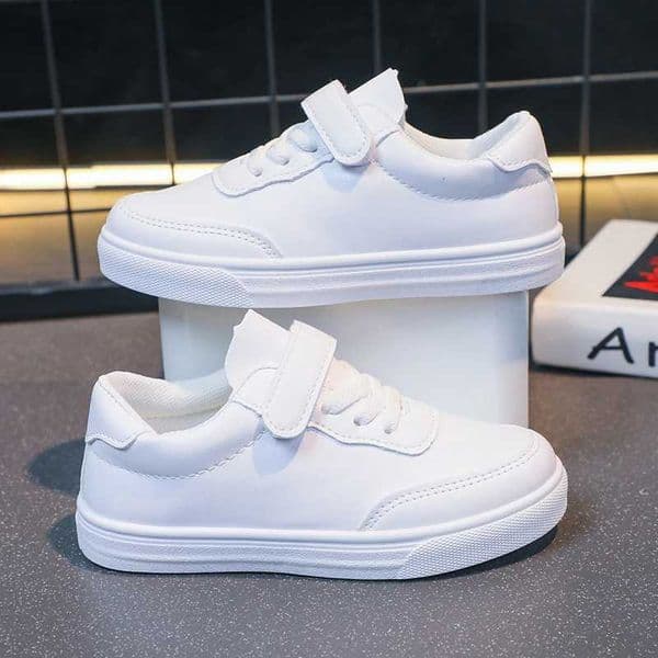 Children Casual Shoes White Pu Leather Plain Design School Kids Sneakers Unisex All-match 26-36 Four Seasons Boys Girls ShoesL260518