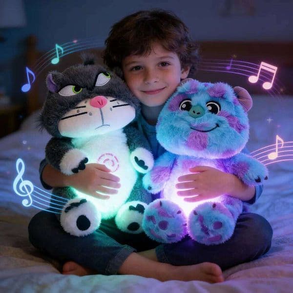 Anime Figure Lucifer Cat James Sullivan Plush Toy Breathing Soothing Sleeping Companion Music and Light Doll Sensory Toys 26L0518