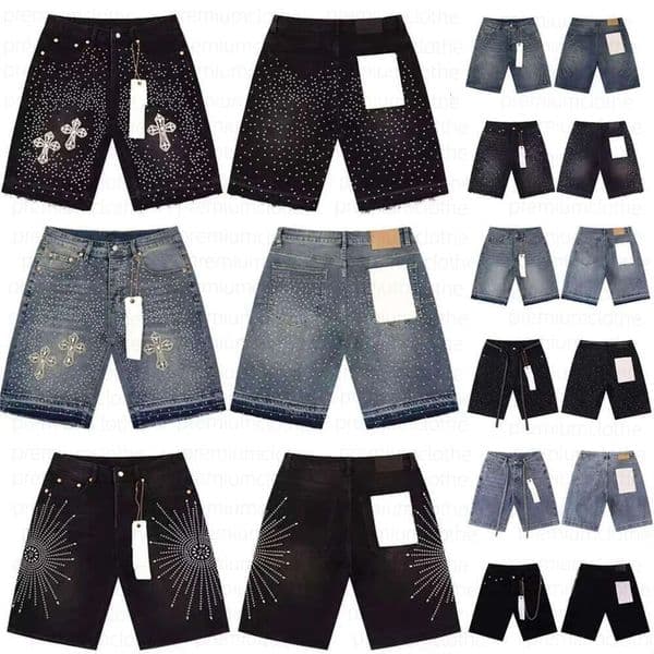 2026 NEW Men Designer Purple Jeans Denim Trousers Mens Jeans Hip Hop Hole Casual Shorts Knee Lenght Jean Clothing Purple Short Jorts 062