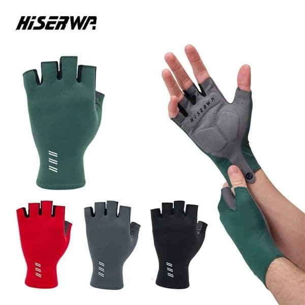 HISERWA Cycling Gloves Men Women Anti-Slip Anti-Sweat Outdoor Sports Half Finger Gloves Pro Top Breathable Bike Bicycle Gloves H260518