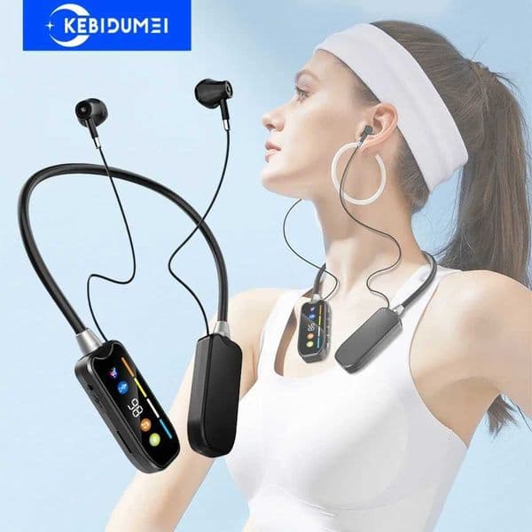 Neckband Earphones HD Screen 54 Headphones TWS Wireless Headsets HiFi Stereo Waterproof Earbuds Support TF Card Z260518