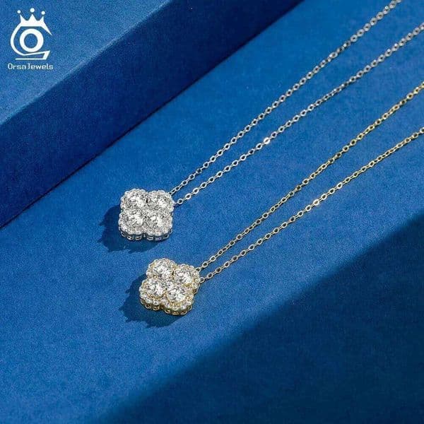 ORSA JEWELS Exquisite 925 Silver 8A Premium Zircon Pendant Necklace for Women Lucky Wedding Jewelry LZN28 26L0518
