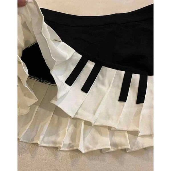 Summer Female Chic Piano Designer Skirts Lady Korean Fashion Black White A-line Dress s Casual Daily Short Skirts L260518