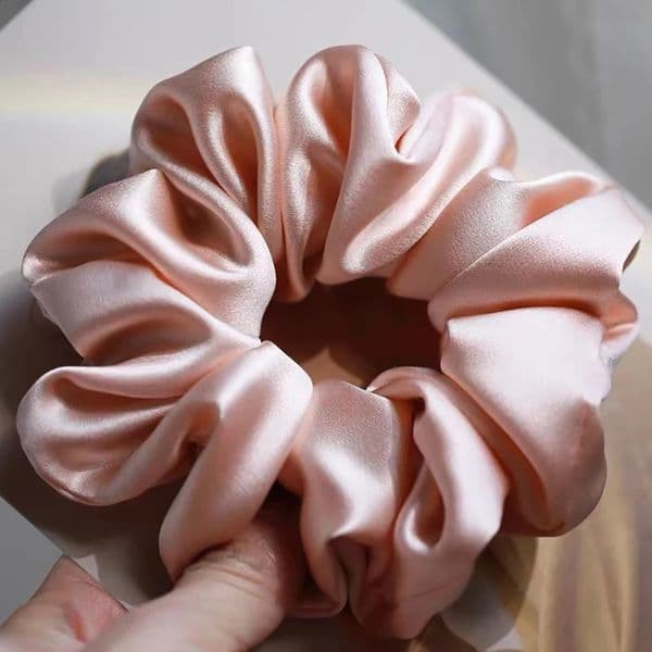 100 Pure Mulberry Silk Large Scrunchies Elastics Bands Hair Ties tail Holders Solid Color for Women Girls 19 Momme 35CM 260509