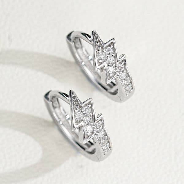 S925 Sterling Silver Moissanite Stud Earrings Geometric Lightning Shape Mens and Womens Earrings L260523