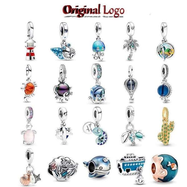 Authentic 925 Sterling Silver Hot Sale Ocean Series DIY Charm Bead Fit Original Pendant Bracelet Necklace Jewelry Gift For Women J260518