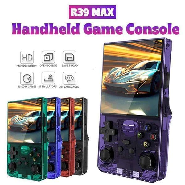 R39MAX Mini Open Source Handheld Game Console with 40000+ Games & 4 inch I HD Large Screen Support Linux System 64/128GB Card 26L0518
