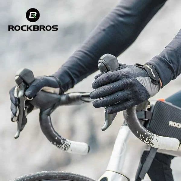 ROCKBROS Windproof Cycling Gloves Bicycle Touch Screen Riding MTB Bike Glove Thermal Warm Motorcycle Winter Autumn Bike Clothing H260518