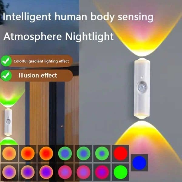 1pcLED night light dual head sunset wall light motion sensor RGB ambient light magnetic USB rechargeable party corridor closet L260518NMJP