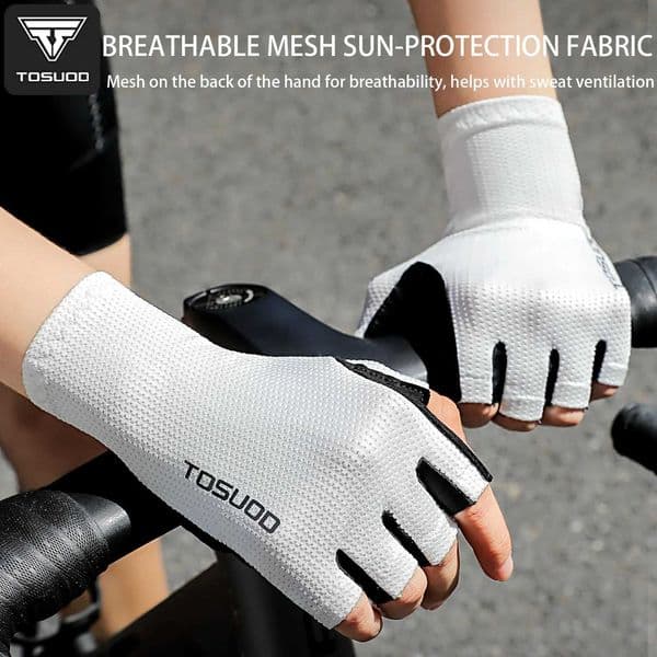 TOSUOD Professional Cycling Half Finger Gloves Anti-slip Shockproof Breathable SBR Pad Elastic Sport Unisex Bicycle Short Gloves H260518