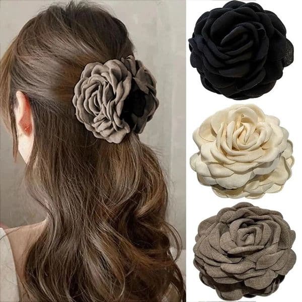 French Fabric Rose Flower Hair Claw Clips For Women Girls Hair Clip Barrette Hairpins Hair Clamps Headwear Hair Accessories Gift260509