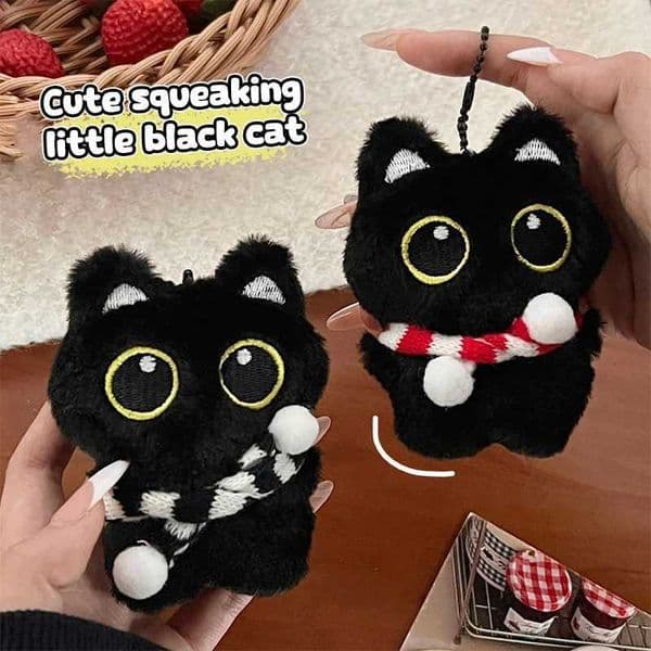 Sweet Black Plush Cat Doll Keychain Perfect School Bag Pendant or Couple Present L2605183ZEF