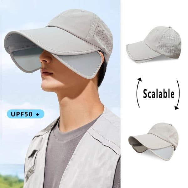 Sunscreen Hat Mens Summer Sun Outdoor Big Brim Cap Breathable Fishing Retractable Sunshade AntiUltraviolet 260506