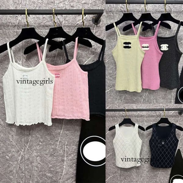 CC Luxury Designer Women's Crew Neck Sleeveless Pullover Sweater Top T-Shirt Short Sleeve Various Styles Luxury Sleeveless Cami Tank
