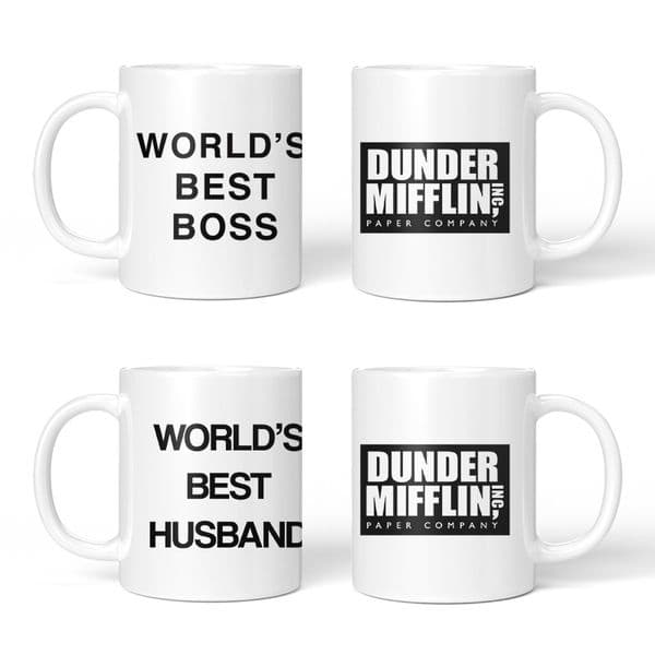 The Office Dunder Mifflin Mug, World's Best Boss Ceramic Coffee Cup, world's best husband Funny TV Show Inspired Gift