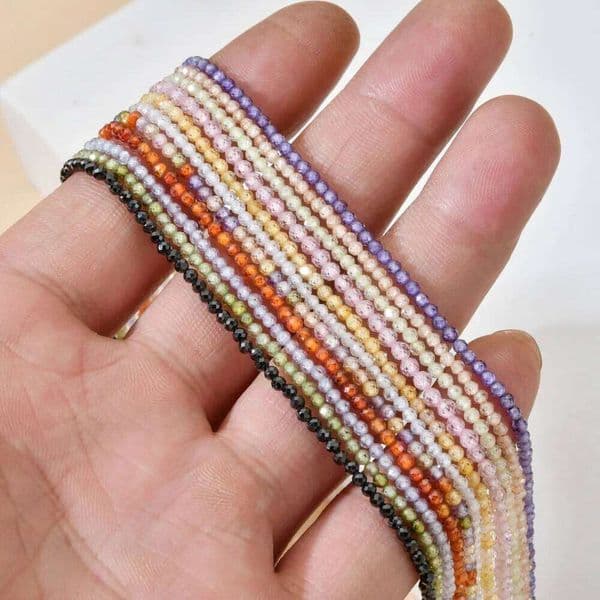 1pc 3mm Cute Fashion Natural Stone Beads Strand Shinny Choker Necklace Women Colors Jewelry