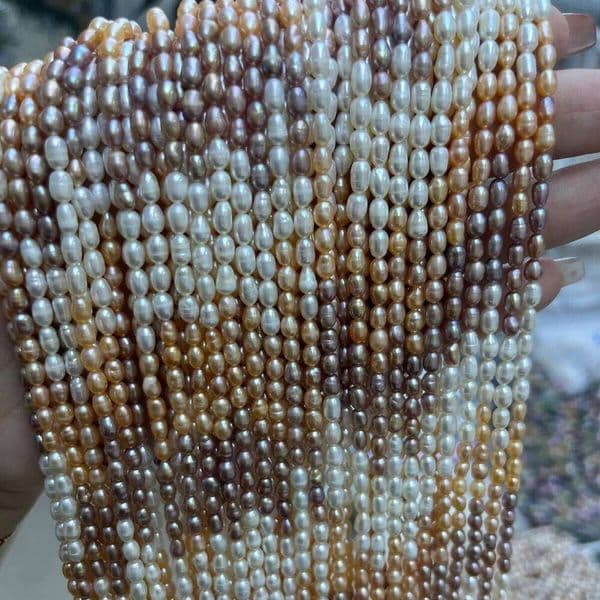 4-4.5mm Rice Shaped Natural Freshwater Pearl Colored Semi-Finished Beads for Jewelry Making DIY Necklace Bracelet Accessories