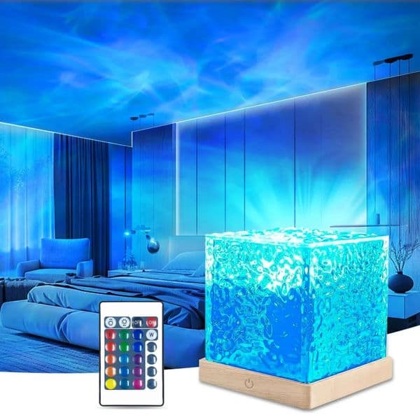 Luxury Designer Decor Luminorthe Northern Lights Cube Lamp - Ocean Wave Water room Projector Light With 16 Colors For Bedroom Decor Decorati 020