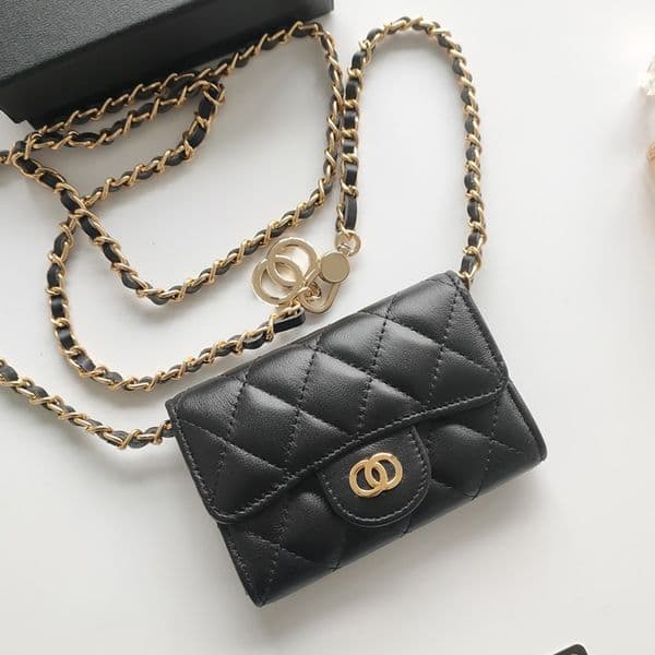 10A+Top caviar bag genuine leather WITH BOX designer wallet shoulder bag chain handbag wallets double letter solid buckle sheepskin caviar pattern women luxury bags