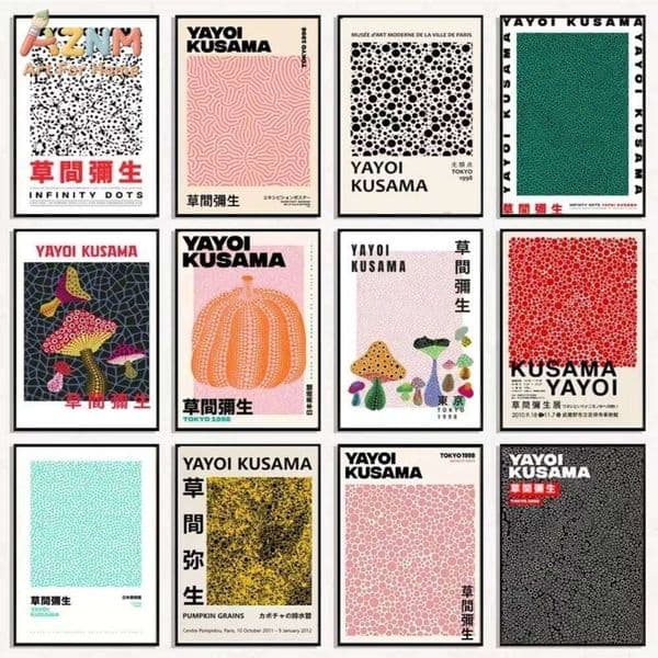 1pc Japanese Yayoi Kusama Pumpkin Abstract Posters And Prints Wall Art Canvas Painting Gallery Pictures For Living Room Decor 26W0518