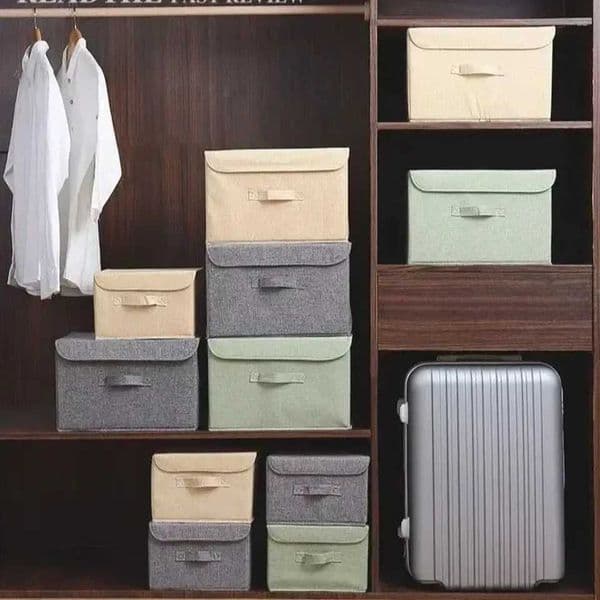 Non-woven Foldable Storage Box With Lids Collapsible Clothing Storage Bins for Living Room Bedroom Dormitory Storage Organizer C260518