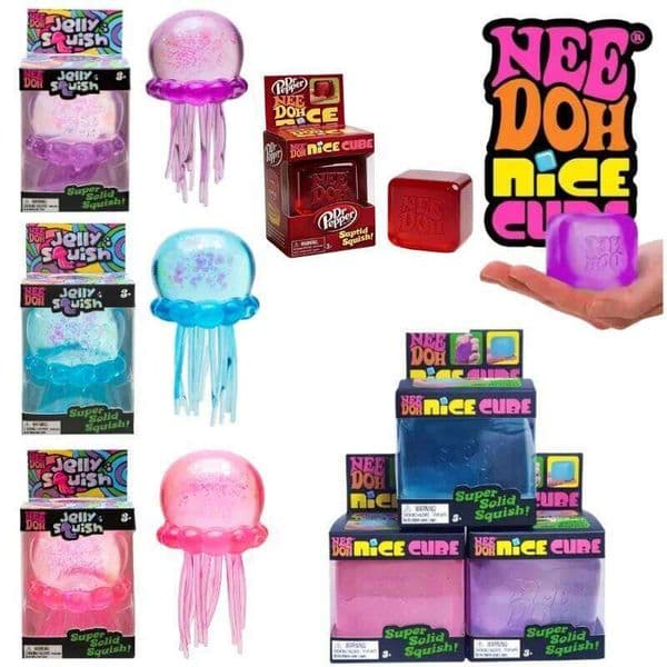 Schylling Nee Doh Jellyfish Cube Squish Soft Jelly Squeeze Stress Relief Fidget Toy, Sensory NeeDoh for Kids & Adults 26L0518