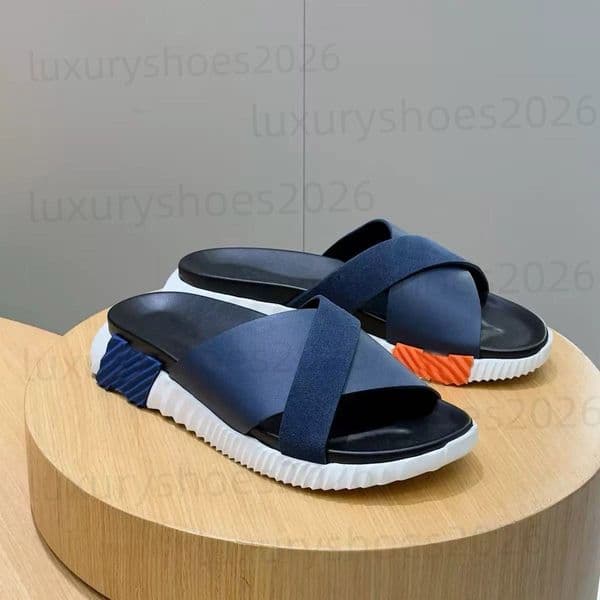 Designer elastic slippers sports shoes men's casual leather and mesh lace up sandals rubber soles men's low cut street style Eu38-46 H-906 K1