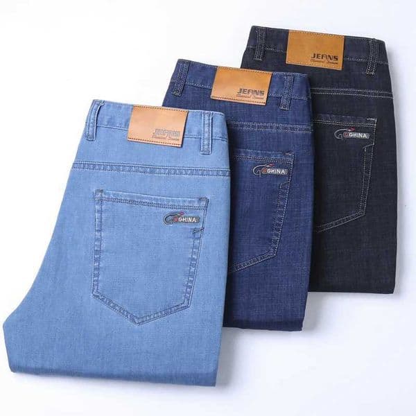 Spring/summer Thin Denim Straight Cotton Stretch Jeans Men Business Casual Cloth High Waist Ice Silk Lightweight Trousers Z260518
