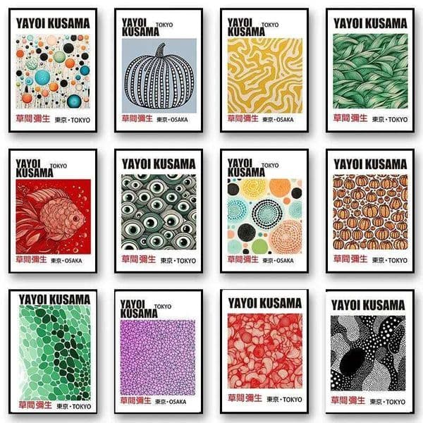 Japanese Yayoi Kusama Abstract Color Dot Fish Pumpkin Posters and Prints Canvas Printing Wall Art Picture for Living Room Dec 26W0518