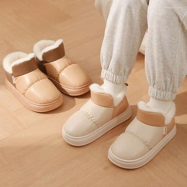 Slippers Women Waterproof Winter Snow Boots Men Home Indoor Cozy House Shoes Unisex Couple Anti-slip Soft Cotton Footwear