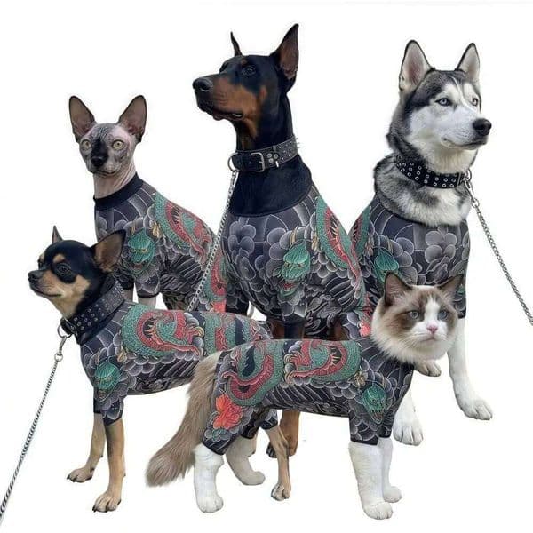 Creativity Four Seasons Dog Cat Tattooed Vest Lifelike Breathable Jacket Funny Cool Clothes For Pet S To 6XL W260518