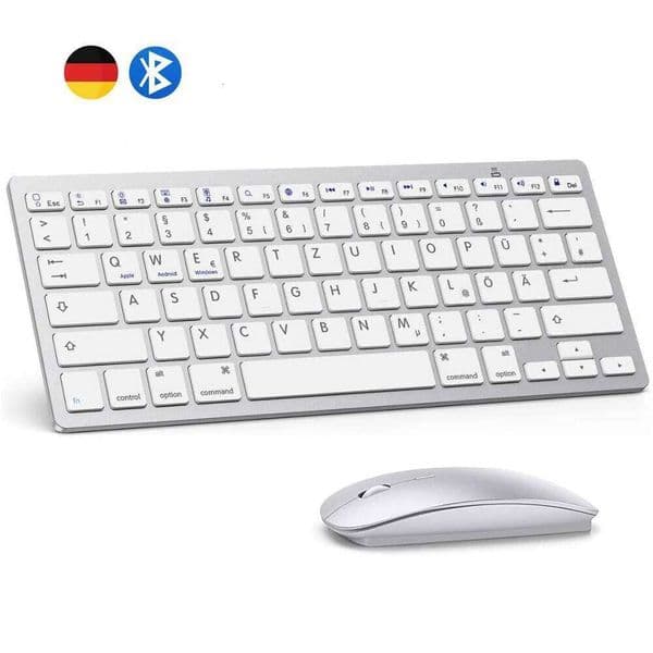 German QWERTZ Layout Keyboard Mouse Combo Wireless BT Mice Ultra Slim Mute for Mac iPad iOS Android Windows 26Y0518