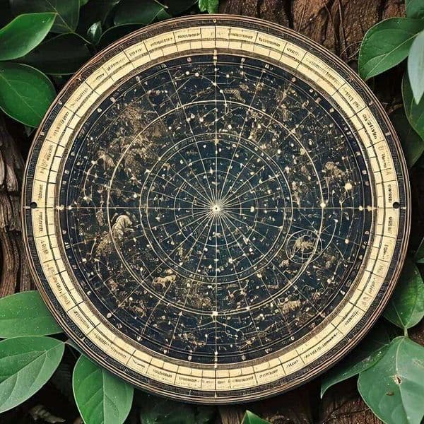 Circular star map metal tin signage, vintage space wall art in the garage - astronomy enthusiasts and home decor, moon decor 26Y0518