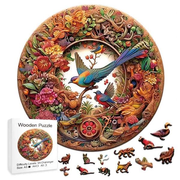 Wooden animal puzzle unique and mysterious circular bird puzzle for adults or children holiday gift interactive game wooden toysL260518YKJ6