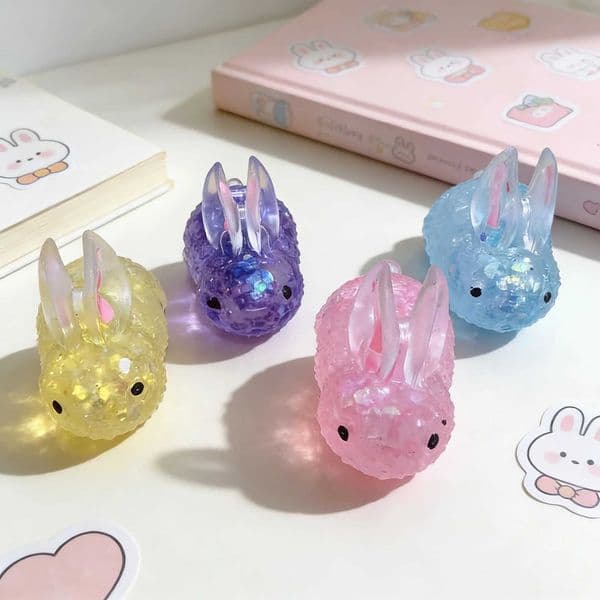 Iridescent Rabbit Squishy Toy 1pc Novel Squeeze Stress Ball Hand Sensory Fidget for Easter Halloween Christmas Gift Z260518