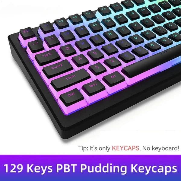 Pudding PBT Keycaps 129 Keys Double S Translucent for 60 80 100 Layout OEM Profile RGB Mechanical Gaming Keyboard 260518 Y260525