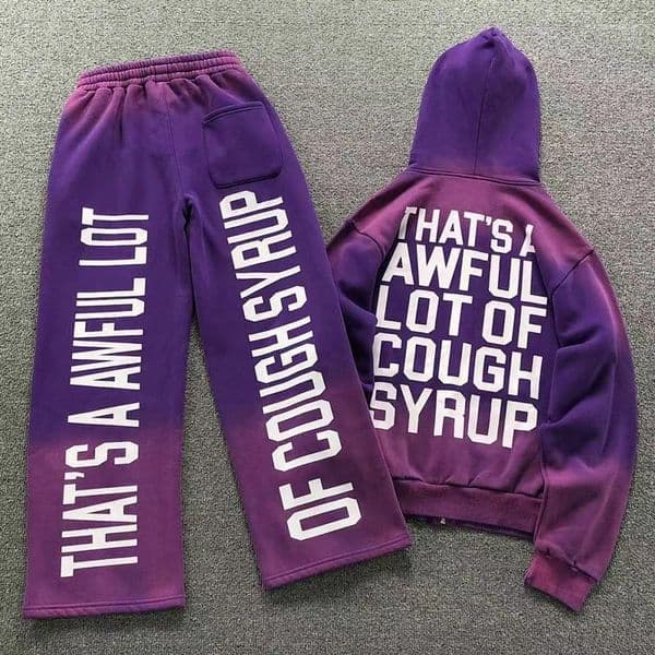 Men's Hoodies THAT'S A AWFUL LOT OF COUGH SYRUP Hooded Jacket High Quality Casual Loose Letter Printed Fleece Hoodie Pullover