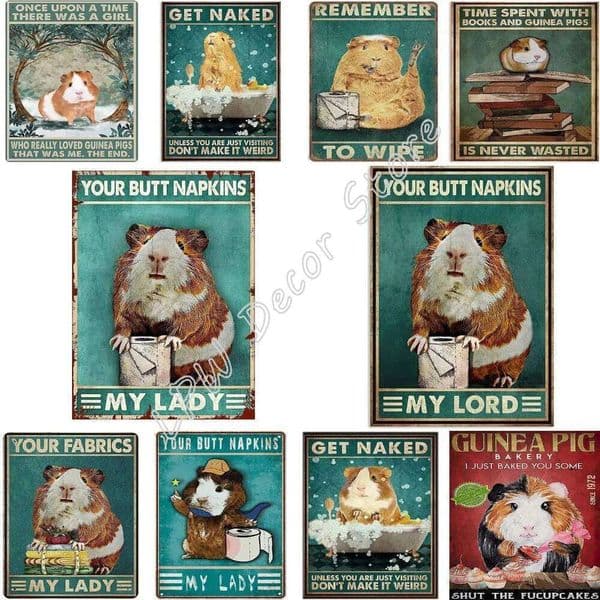 Funny Bathroom Toilet Wall Your Butt Napkins My Lord Vintage Guinea Pig Tin Sign for Home Farmhouse Decor Gift 26Y0518