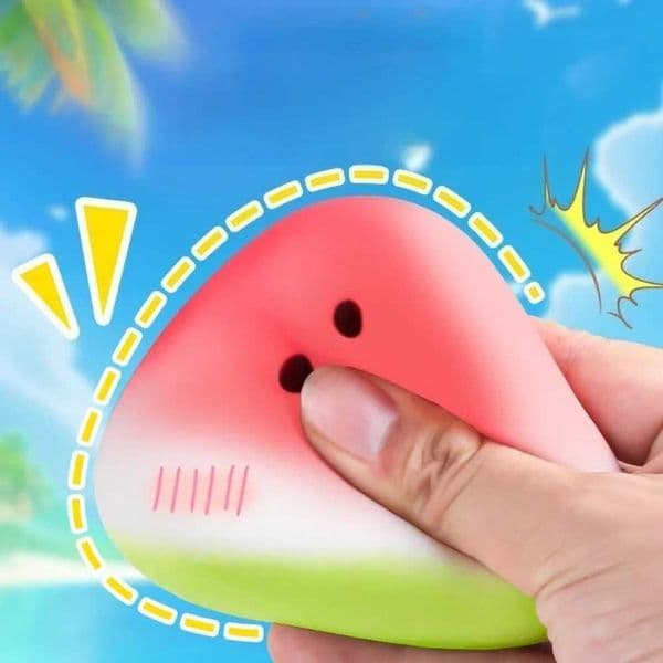 2026 new Watermelon Slow-Rise Sensory Toy with Realistic Seeds Summer Fun Stress Relief Squishy Fruit Stress Ball Z260518