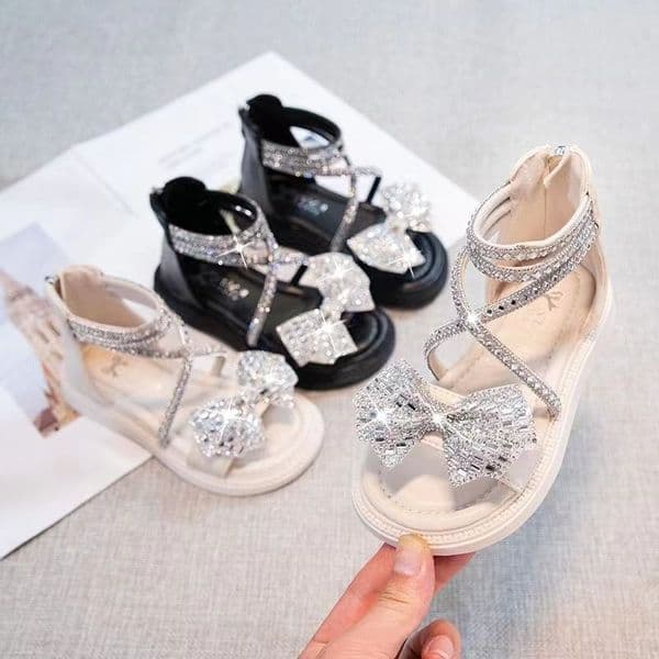 Girls Sandals Summer Fashion Childrens Baby Sparkling Rhinestone Princess Shoes Designer Roman Sandals EVA soft-soled shoes