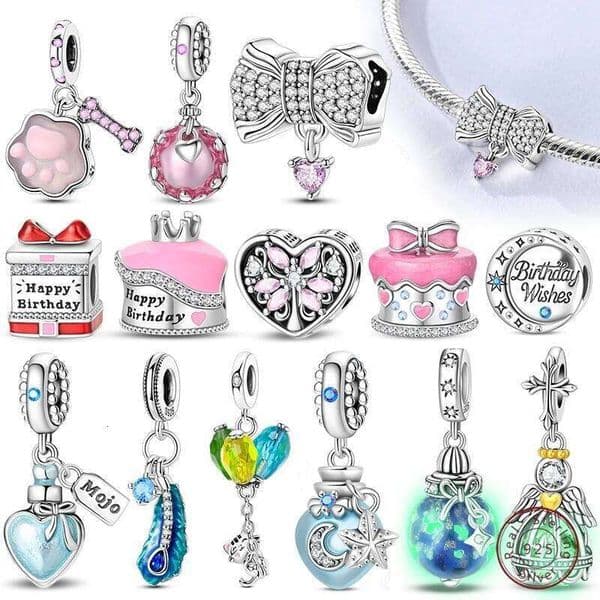 New 925 Sterling Silver Cake Cute Claw Bowknot Couple Luminous Bead Suitable fit 3mm Bracelet DIY Exquisite Jewelry Making
