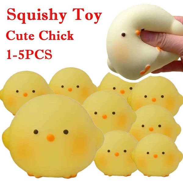 NEW1-5PCS Kawaii Chick Squishy Toy Slow-Rising Stress Relief Sensory Fidget Toy for Kids and Adults Anxiety ADHD Autism Relief Z260518